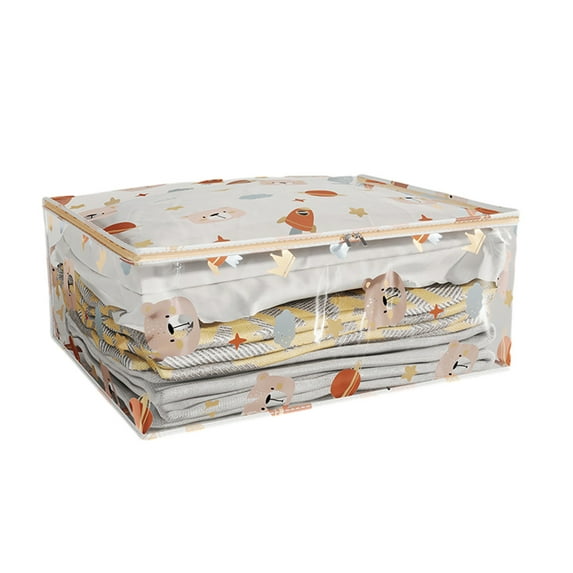 Kdkad Blanket Storage Bags with Zipper, Large Storage Bins with Lids, Comforter Storage Bags with Reinforced Handles, Clothes Storage Containers for Comforter Bedding Pillow (21.3×15×7.9 Inch)