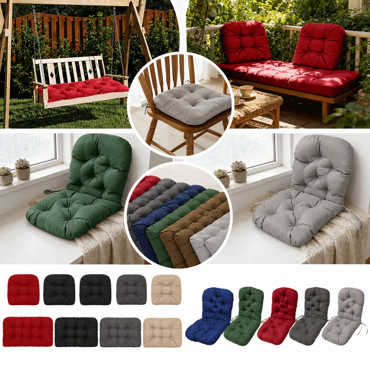 Kdkad Corduroy Chair Cushion with Ties, 17.3 x 16 Inch Soft Seat Pad for Dining Chair, Study Chair, Balcony Chair, Thick Comfortable Chair Cushion for Indoor Outdoor Home Use