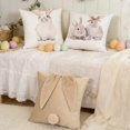 thumbnail image 1 of Kdkad Easter Rabbit Pillow Cover 18x18 Inch (45x45cm), White/Khaki Polyester Cushion Cover, Soft Wrinkle & Fade Resistant, Invisible Zipper Throw Pillowcase for Sofa Bed, 1 of 7