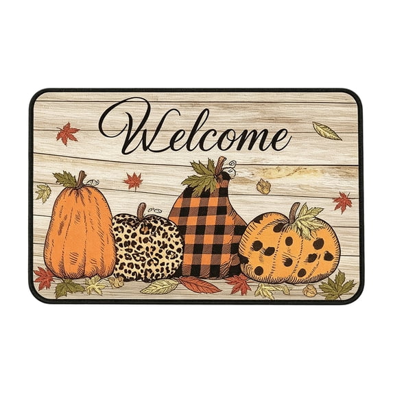Kdkad Fall Bath Mat, Bathroom Rug for Fall Decor, Fall Pumpkin Thanksgiving Doormat 16x24 Inch Fall Welcome Mat Natural Pumpkin Door Rug For Front Porch Entryway Or Home Fall Decor