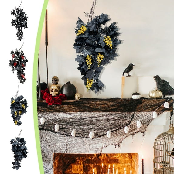 Kdkad Fall Maple Leaf Vine Garland, Halloween Garland - 31.5 Inch Thanksgiving Wall Hanging with Hanger Hooks for Tables, Outdoor Yard & Garden Home Harvest Decor