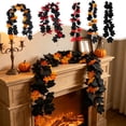 thumbnail image 1 of Kdkad Halloween Black Maple Leaf Vines, Artificial Fall Garland, Flexible Foliage Hanging Vines, Halloween Decorations for Porch, Fireplace, Railing, Table, Halloween Party Decor, 39In, 1 of 7