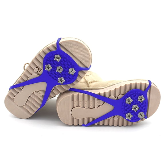 Kdkad Ice Cleats Crampons, Non-slip Shoe Spikes Grippers for Ice Snow, Winter Hiking Climbing Ice Fishing, Walking and Outdoor Activities, Blue