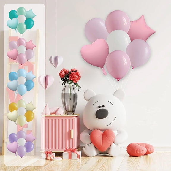 Kdkad Inflatable Valentine's Day Birthday Party Scene Decoration Props - 18 Inch Blue/Pink/Mint Green Plastic Decor, Easy to Inflate & Store, Safe Odorless for Romantic Dates Family Gatherings