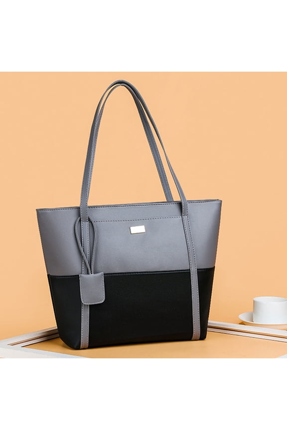 Large Capacity Women's Tote Bag, 16x12 Inch Soft PU Leather Shoulder Bag, Lightweight Work Bag with Zipper Compartment for Travel, Work & Shopping