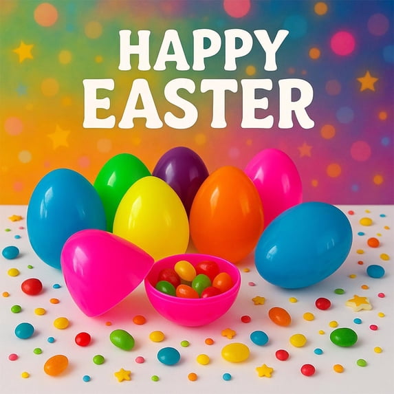 Kdkad Large Plastic Easter Egg 4.7 Inch, Twist Open Fillable Egg Container, Bright Assorted Colors (Purple Blue Yellow Green Orange Red), Kids Easter Basket Stuffers & Hunt Props