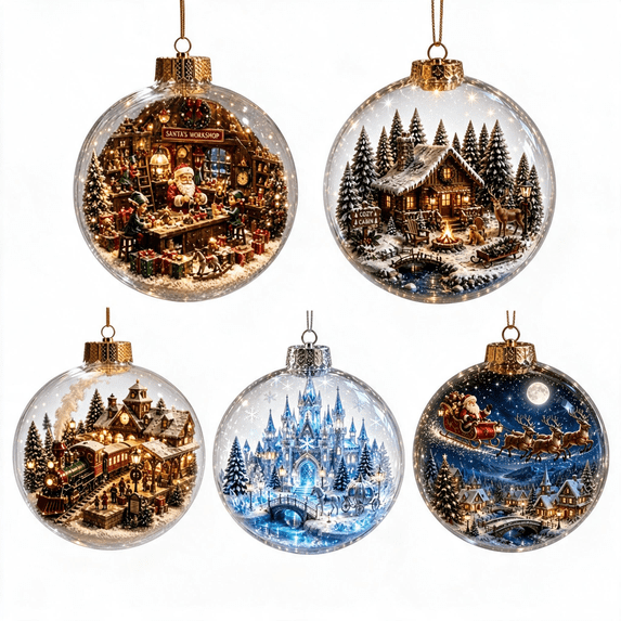 Kdkad Light-up Christmas Ball Ornaments, 3.15 In Christmas Tree Ornaments with Built‑in Lights, Elegant Clear Acrylic Christmas Decorations for Xmas Tree Fireplace, Winter Room Decor Party Supplies