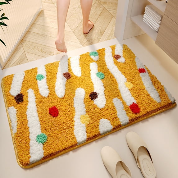 Kdkad Plush Floral Anti-Slip Area Rug - Faux Shearling Velvet Non-Slip Floor Mat for Living Room, Bedroom, Bathroom & Bedside (23.6×35.4 Inch, 5 Colors)