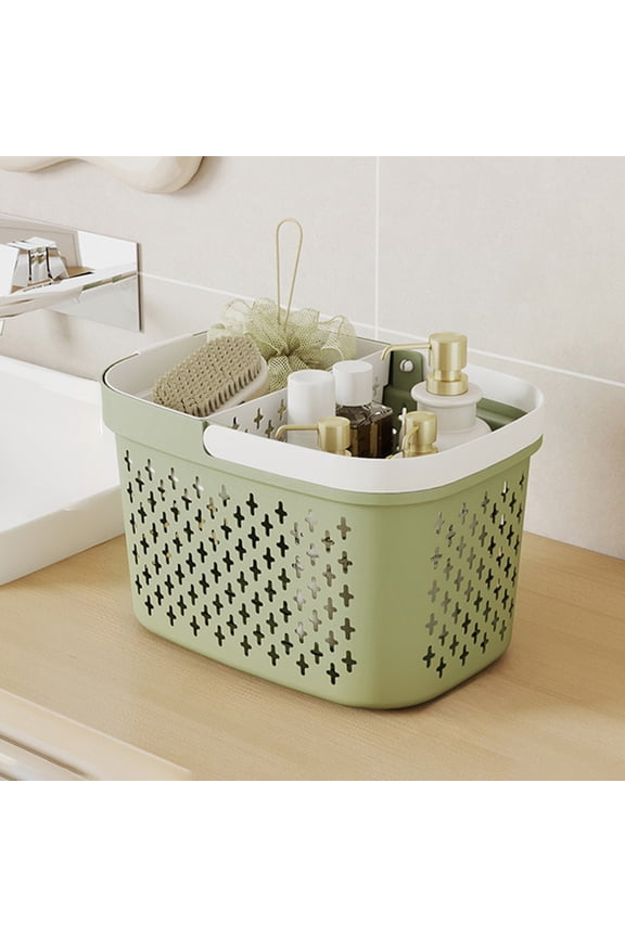 Portable Shower Caddy Basket - Water-Resistant Bath Organizer with Drain Holes | PP Plastic Dorm Essential with Handles for Toiletries & Cosmetics Storage