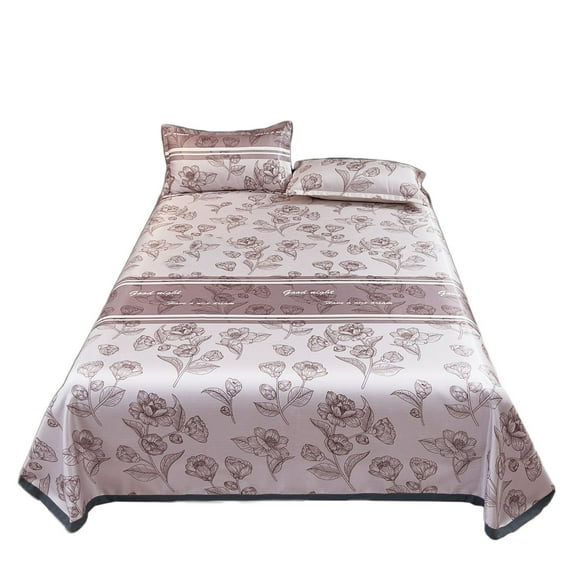 Kdkad Silk Sheets, Ice Silk Bed Sheet, Queen Sheet Set, Three-piece Cooler Mat Machine Washable and Foldable Non-deformation Conditioning Mat