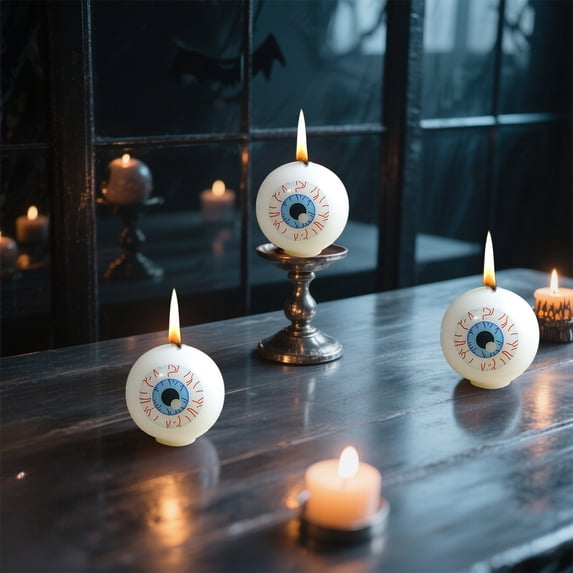 Kdkad Spooky Eyeball Candles 2.36 Inch Halloween Candles, Halloween Scented Decor Red&Blue Wax Tabletop Accents, Multi-Placement Gift Set (No Soot)