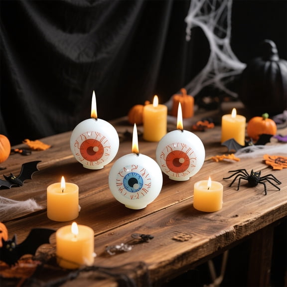Kdkad Spooky Eyeball Candles 2 Inch Halloween Candles, Halloween Scented Decor Red&Blue Wax Tabletop Accents, Multi-Placement Gift Set (No Soot)​​