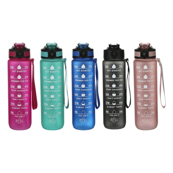 Kdkad Water Bottle-32 oz Leak-proof Water Bottles with Times,1L Sports Water Bottle with Strap,for Gym,Travel,Home,School,Office,Outdoor