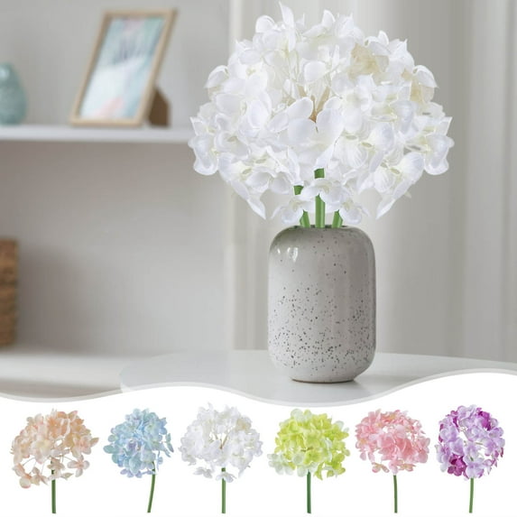 Kdkad White Hydrangea Artificial Silk Flowers - ArtificialFlowers Bouquet, Realistic Bridal Bouquet for Wedding Decor, Home Centerpiece, Party Arrangements,Reusable Party/Event Decor