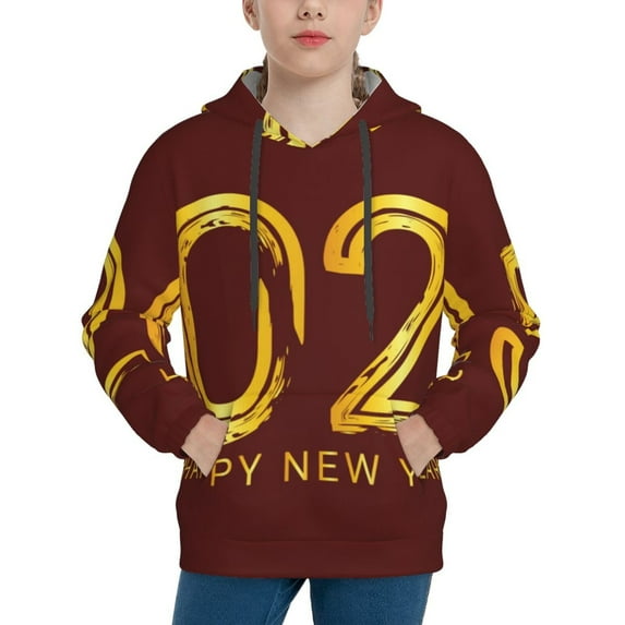 Kdxio 2025 New Year 4 Pattern Boys Athletic Unisex Boys Girls Hoodie with Pocket Sweatshirts-Large