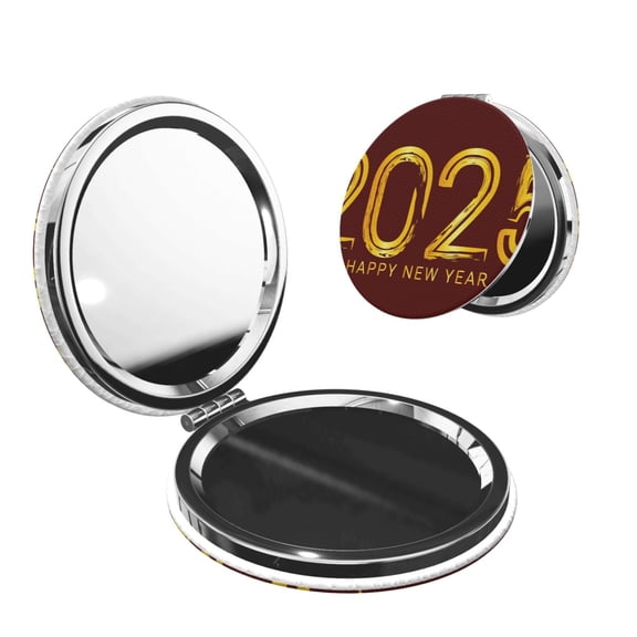 Kdxio 2025 New Year 4 Pocket Mirror, 1X/2X Travel Makeup Mirror 2-Sided Folding Small Mirror Portable Double-Sided Magnifying Cosmetic Mirror for Gift-Round Shape