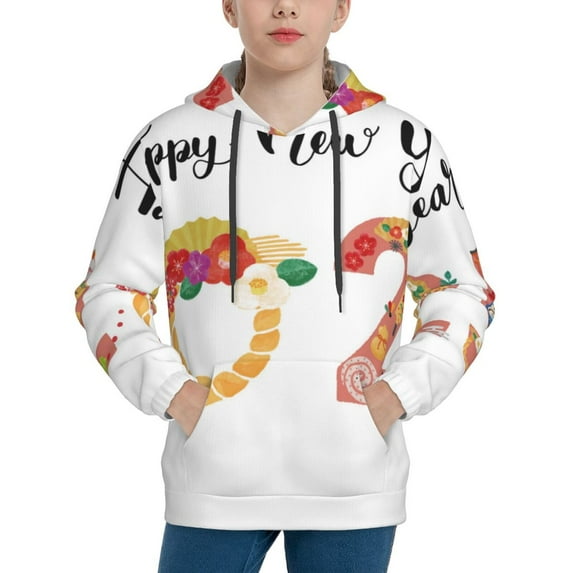 Kdxio 2025 New Year'S Pattern Boys Athletic Unisex Boys Girls Hoodie with Pocket Sweatshirts-Medium