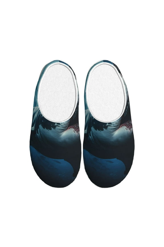 3D Realistic Shark Women's Men's Slippers Plush Slip-On House Slipper for Winter Indoor Soft Cushion Non-slip Fluffy Slides Slippers-35/36