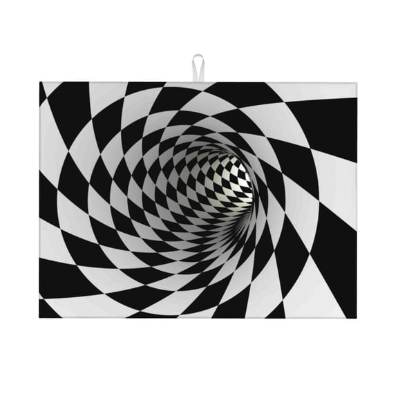 Kdxio 3D Vortex Illusion for Dish Drying Mat,24*18 inch Absorbent Dish Drainer Kitchen Counter,Large Size Dish Drying Pad for Countertops,Draining Racks