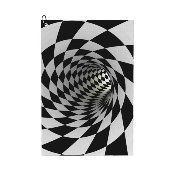 Kdxio 3D Vortex Illusion Pattern Golf Towel (24" X 16") with Carabiner Clip - The Convenient Golf Cleaning Towel