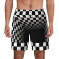 thumbnail image 1 of Kdxio 3d Black And White Checkerboard Print Men'S Swim Trunks With Compression Liner 7 Inch Inseam Quick Dry Swim Shorts, 1 of 7