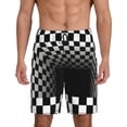thumbnail image 1 of Kdxio 3d Black and White Checkerboard Print Mens Sleep Shorts Bottoms Soft Comfy Pajama Wear Pants with Drawstring Pockets, 1 of 7