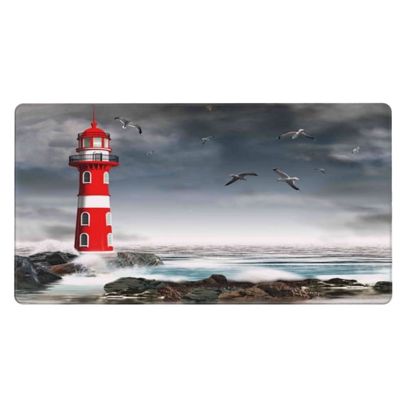 Kdxio 3d Lighthouse in the Surf Print Large Gaming Mouse Pad,Non-Slip Base,Water Resist Keyboard Pad for Gamer,Office & Home,29.5 x 15.8 in
