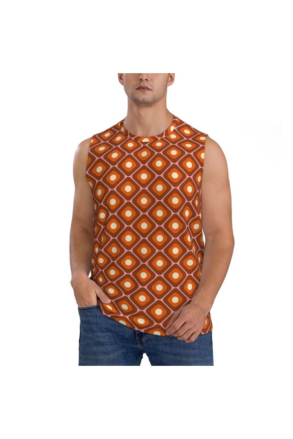 60s and 70s Aesthetic for Men's Muscle T-shirt,Sleeveless for Workout Running Athletic Gym Lounge Casual