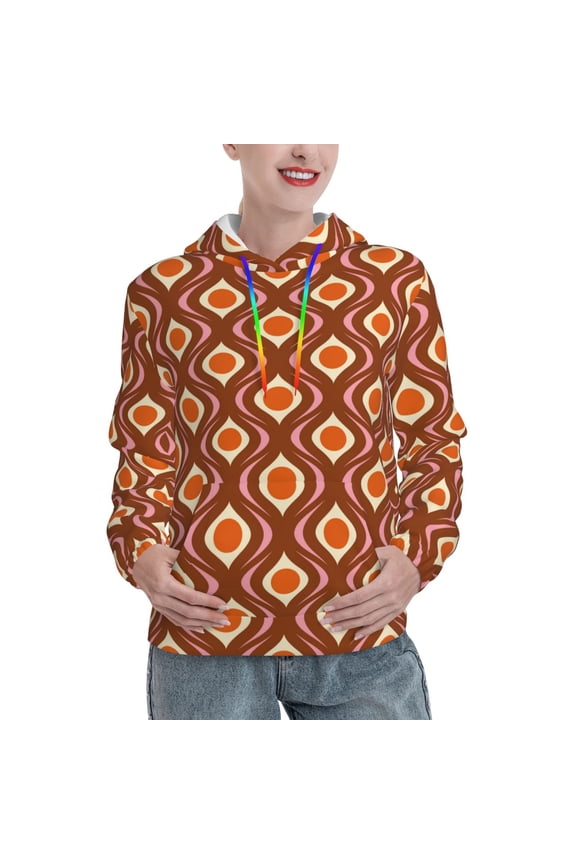 70's Retro Print Womens Oversized Hoodies Sweatshirts Hooded Pullover Tops Sweaters Casual-