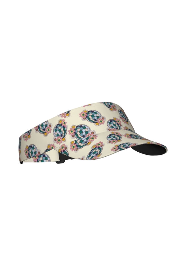 70s Disco Ball Print Sun Visor Hat Golf Visor Adjustable Velcro Outdoor Sports Cap for Men Women