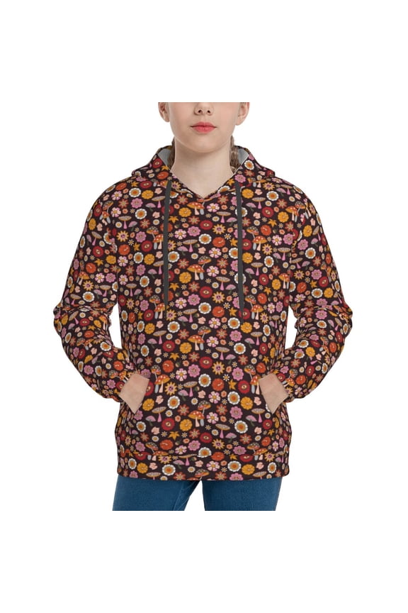 70s Groovy Hippie Retro Pattern Boys Athletic Unisex Boys Girls Hoodie with Pocket Sweatshirts-Medium