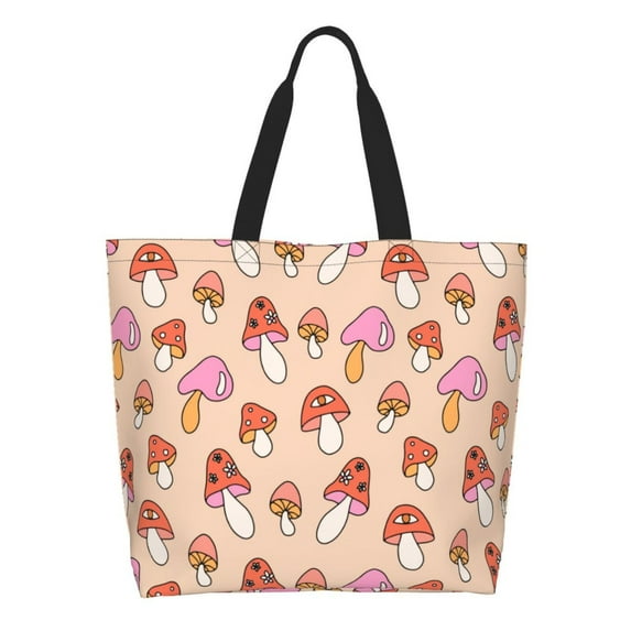 Kdxio 70s Mushroom Casual Tote Bags Women Big Capacity Shoulder Bag for Women Travel Shoulder Bags Handbags