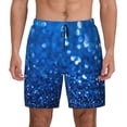 thumbnail image 1 of Kdxio A Blue Glitter Print Men's Swim Trunks with Compression Liner 7 Inch Inseam Quick Dry Swim Shorts, 1 of 5