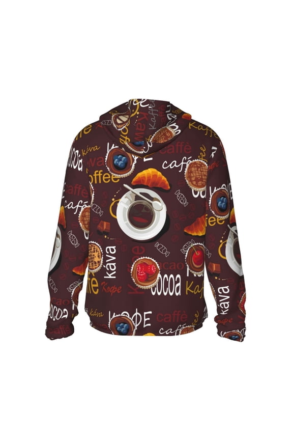A Cup Of Black Coffee On A Saucer Print Women Men Sun Protection UPF 50+ Jackets Zip Up Long Sleeve Hoodie Hiking Lightweight with Pockets