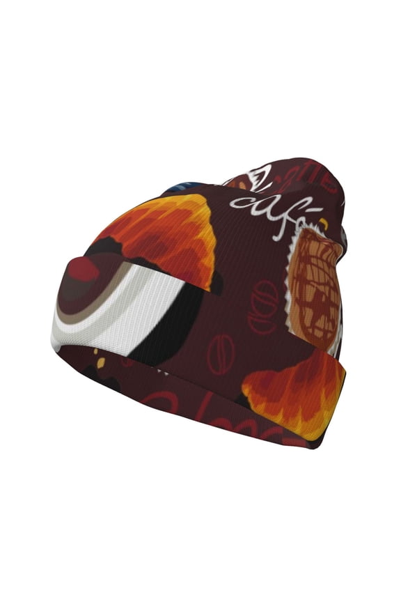 A Cup Of Black Coffee On A Saucer Winter Beanie for Men Women Beanie Knit Hat Cuffed Cap Beanie Knit Chunky Snow Cap