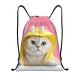 thumbnail image 1 of Kdxio A Funny Cat Print Drawstring Backpack Bag,Waterproof Draw String Back Sack, Gym Drawstring Bags Swim Bag For Unisex, 1 of 1