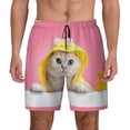 thumbnail image 1 of Kdxio A Funny Cat Print Men'S Swim Trunks With Compression Liner 7 Inch Inseam Quick Dry Swim Shorts, 1 of 7