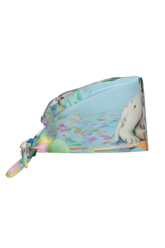 A Funny Little Dalmatian Puppy Pattern Turban Hat for Women Men Comfortable Adjustable Cleaning Working Cap with Sweatband