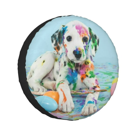 Kdxio A Funny Little Dalmatian Puppy for Tire Cover Wheel Protectors Tyre Covers Weatherproof Wheel Covers Universal Fit for Trailer Rv SUV Truck Camper Travel Trailers 15 inch