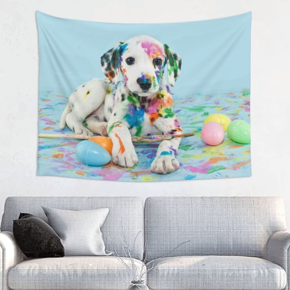 Kdxio A Funny Little Dalmatian Puppy Wall Hanging Tapestries Banner For Bedroom College Dorm Home Living Room Party Decor 29X37 In