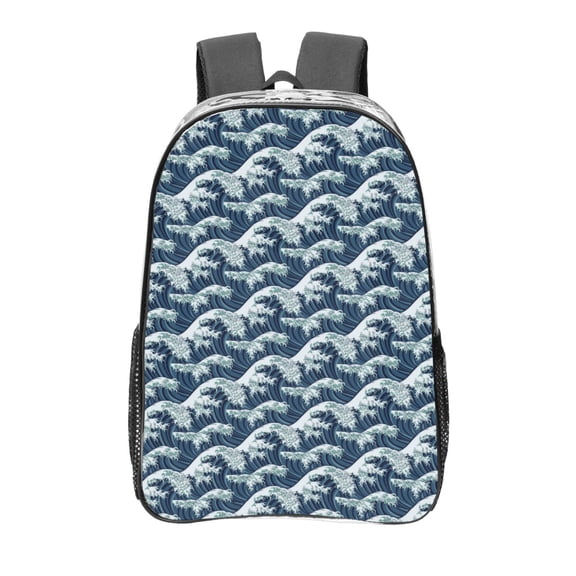 Kdxio A Japanese Great Wave Clear Backpack, Transparent Bookbag for School for Women Men, Capacity Clear Bag for College, Travel