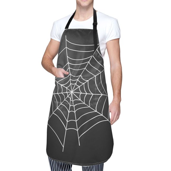 Kdxio A Web With A Spider Apron with Pockets Adjustable Kitchen Aprons for Men Women Waterproof Aprons for Cooking,Drawing,Crafting, Baking Household Cleaning