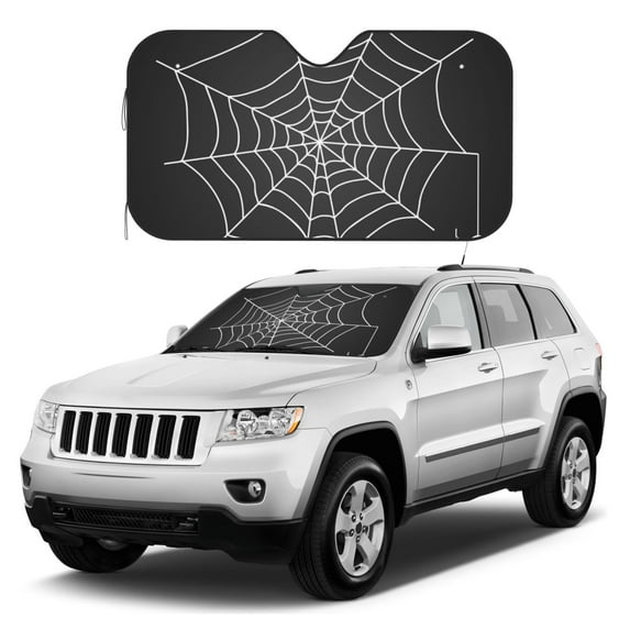 Kdxio A Web With A Spider Print Windshield Sun Shade, Foldable Sun Blocker for Car,Truck,SUV Automotive Interior Sun Protection,Reflective Shade for Front Windshield(Medium)