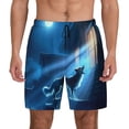 thumbnail image 1 of Kdxio A Wolf Barks Out A Window Print Men's Swim Trunks with Compression Liner 7 Inch Inseam Quick Dry Swim Shorts, 1 of 5