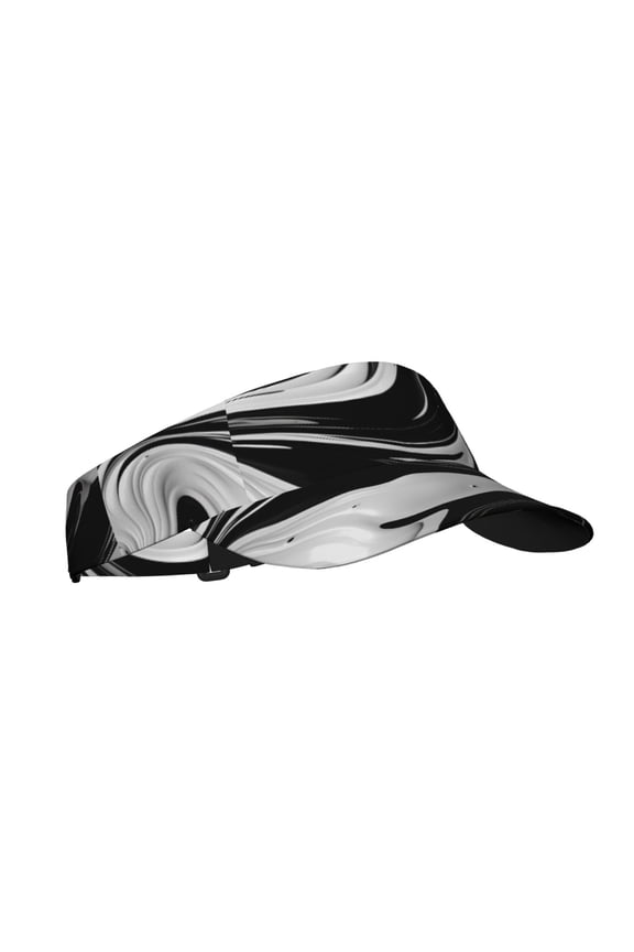 Abstract Black White Swirls Print Sun Visor Hat Golf Visor Adjustable Velcro Outdoor Sports Cap for Men Women