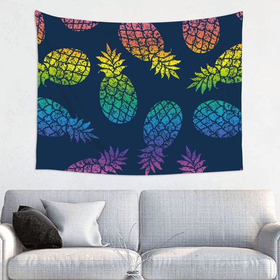 Kdxio Abstract Bright Pineapple Fruit Retro Wall Hanging Tapestries Banner For Bedroom College Dorm Home Living Room Party Decor 29X37 In