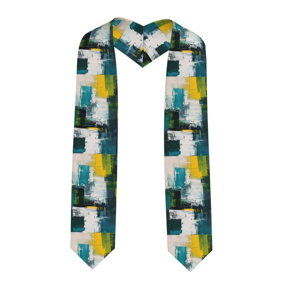 Kdxio Abstract Brushstrokes Green Blue Graduation Stole Class, Graduation Sash, Unisex Adult 36" Academic Commencements-Sharp Corner