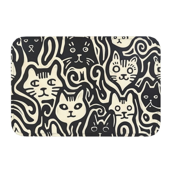 Kdxio Abstract Cat Faces Pattern,16" x 24", Non-Slip Front Door Mats,Outdoor Welcome Mat Washable