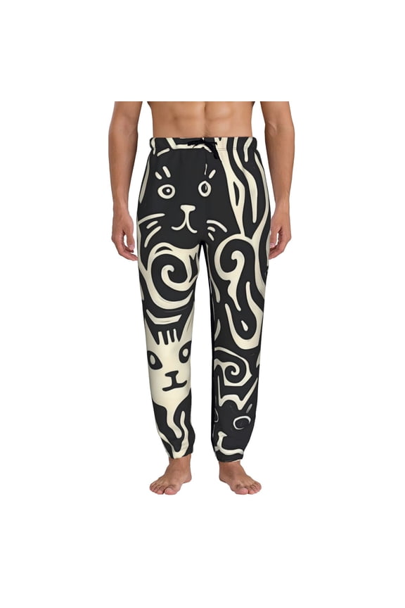 Abstract Cat Faces Pattern Pattern Joggers,Sweatpants for Men with Pockets-3X-Large