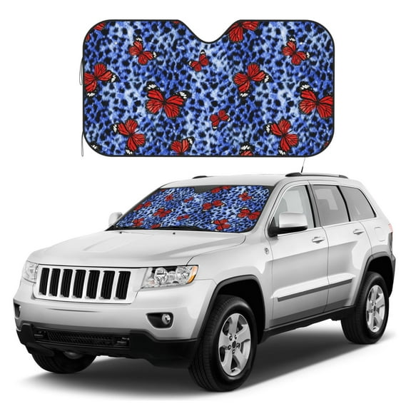 Kdxio Abstract Colorful Butterflies Print Windshield Sun Shade, Foldable Sun Blocker for Car,Truck,SUV Automotive Interior Sun Protection,Reflective Shade for Front Windshield(Small)